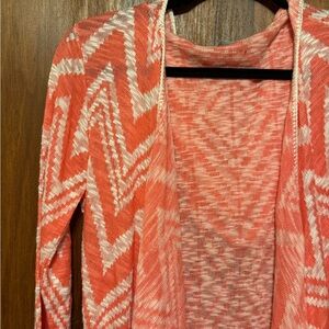 Maurice’s Wormen’s Orange and White Open Cardigan with Tassels - Size Medium